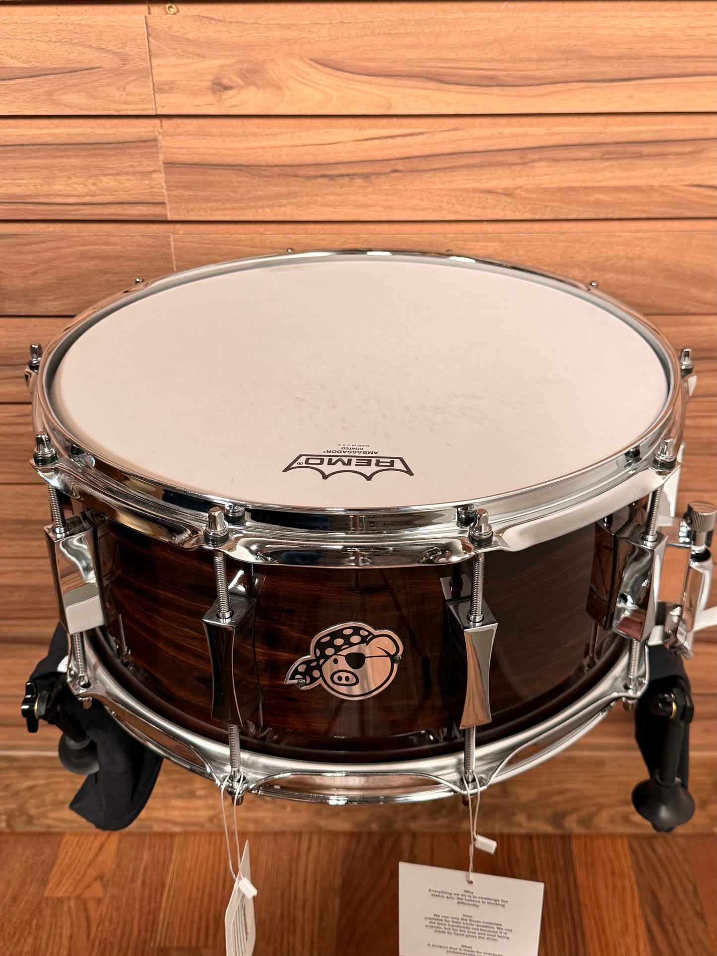 Pork Pie Maple Snare Drum - Ziricote Hi-Gloss 6.5x14" (NEW)