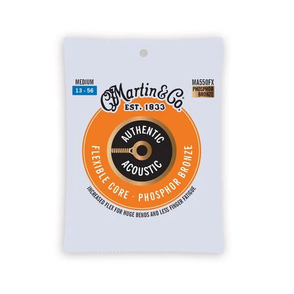 Martin Authentic Acoustic Flexible Core Guitar Strings Phosphor Bronze - (MA550FX) Medium 13-56