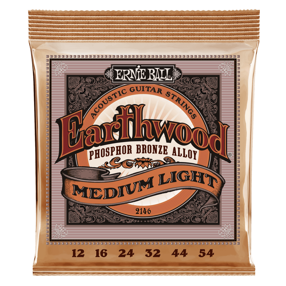 Ernie Ball EARTHWOOD PHOSPHOR BRONZE ACOUSTIC GUITAR STRINGS - (2146) Medium Light 12-54