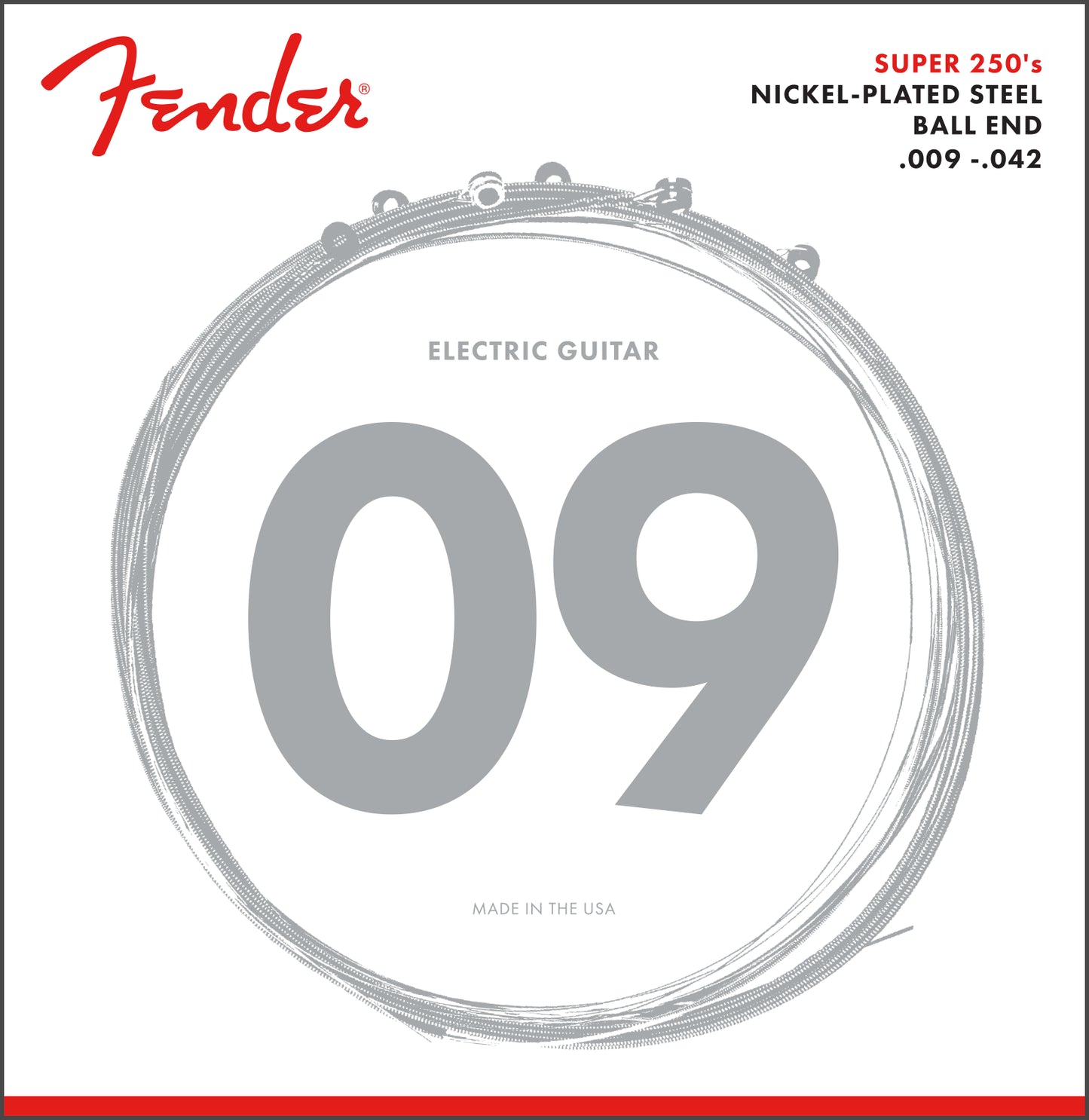 Fender Super 250 Electric Guitar Strings - Nickel Plated Steel -  (250L) .009-.042