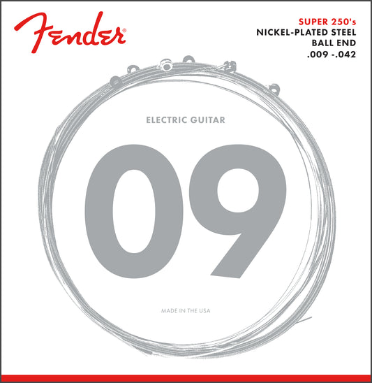 Fender Super 250 Electric Guitar Strings - Nickel Plated Steel -  (250L) .009-.042