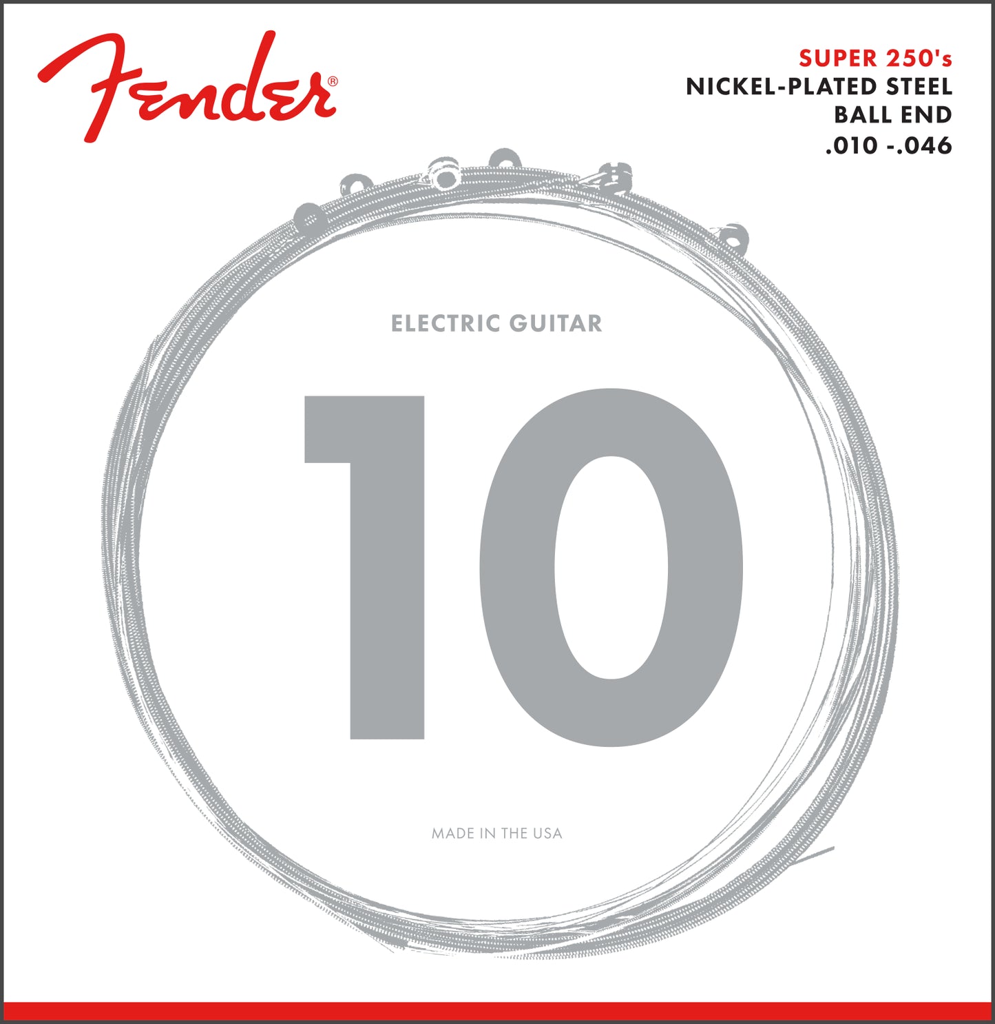 Fender Super 250 Electric Guitar Strings - Nickel Plated Steel - (250R) .010-.040