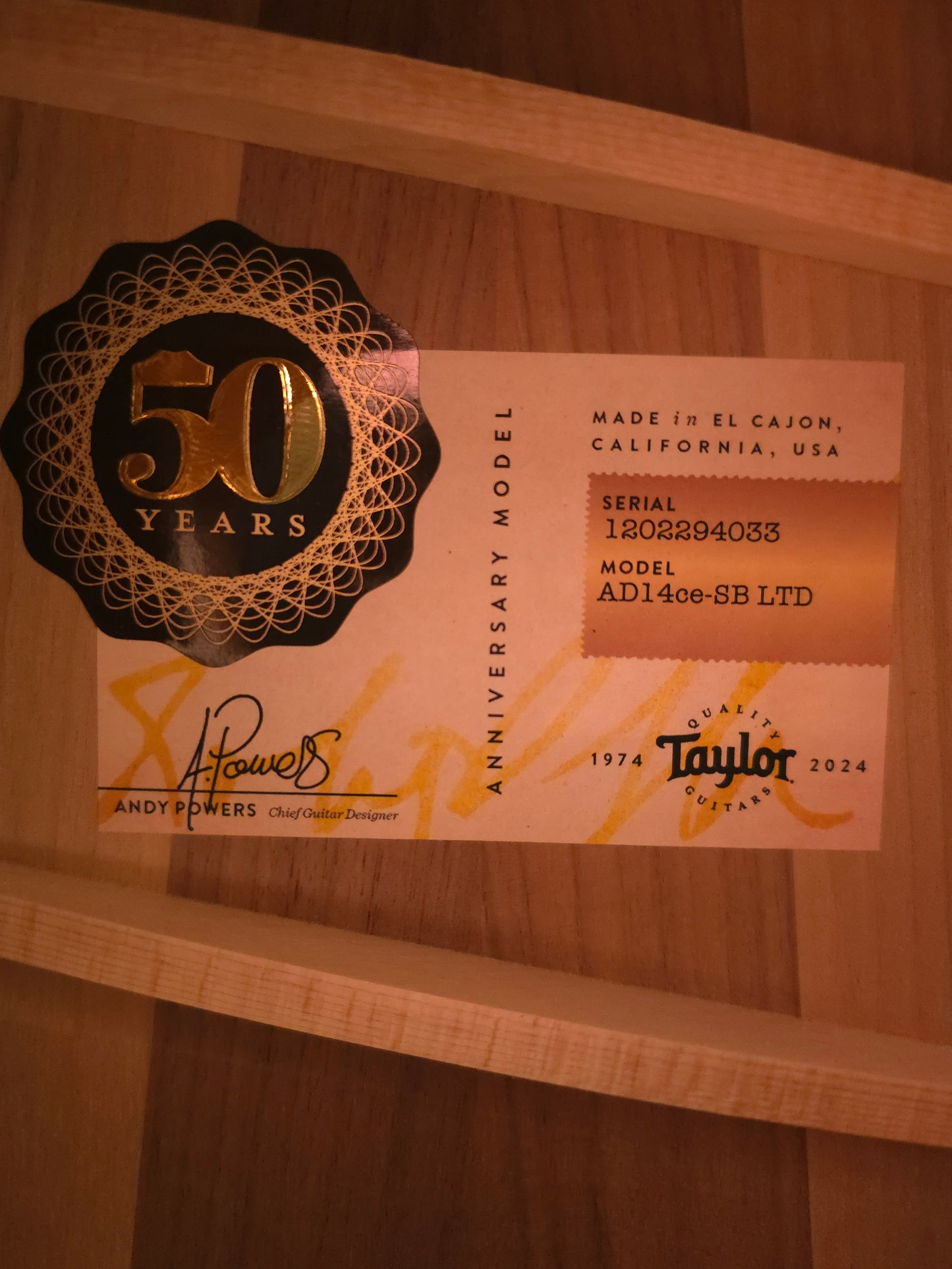 Taylor 50th Anniversary AD14-ce SB LTD