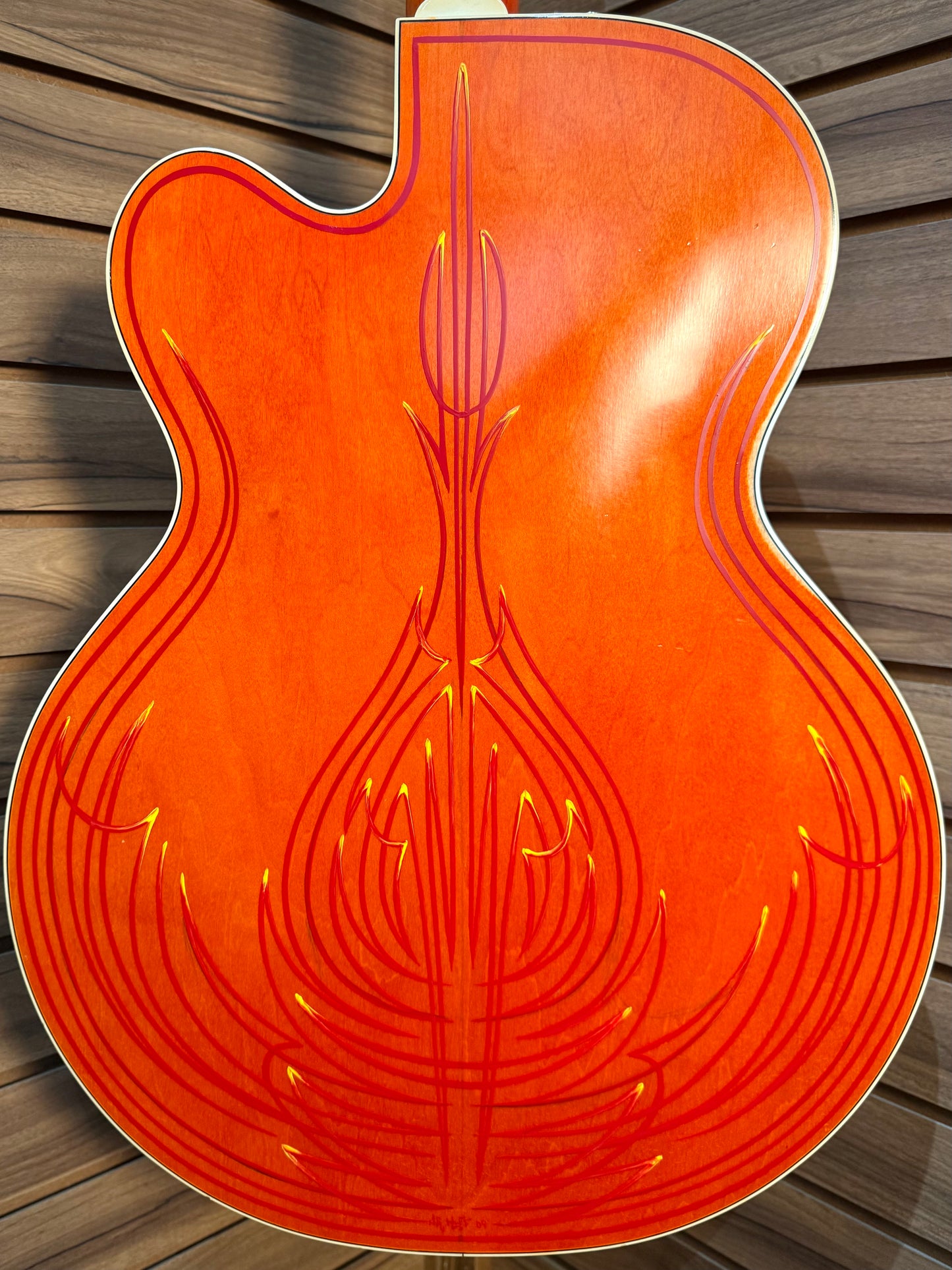 Gretsch Stephen Stern Master Built G6120-DSW-R Junior Bo Huff - Orange Pinstriped