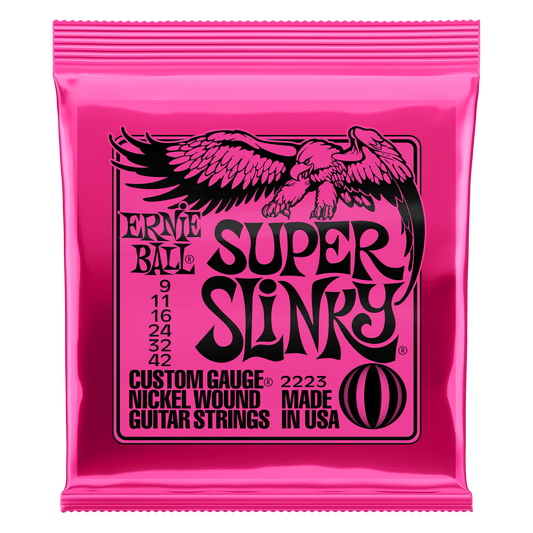 Ernie Ball SUPER SLINKY NICKEL WOUND ELECTRIC GUITAR STRINGS - (2223) 09-42