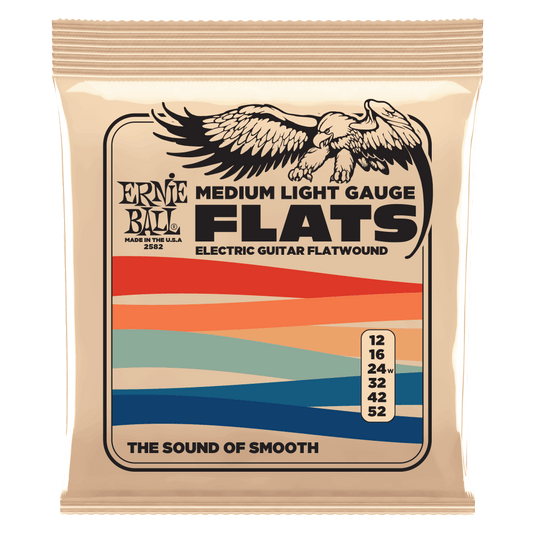 Ernie Ball  MEDIUM-LIGHT STAINLESS STEEL FLATWOUND ELECTRIC GUITAR STRINGS - (2582) 12-52