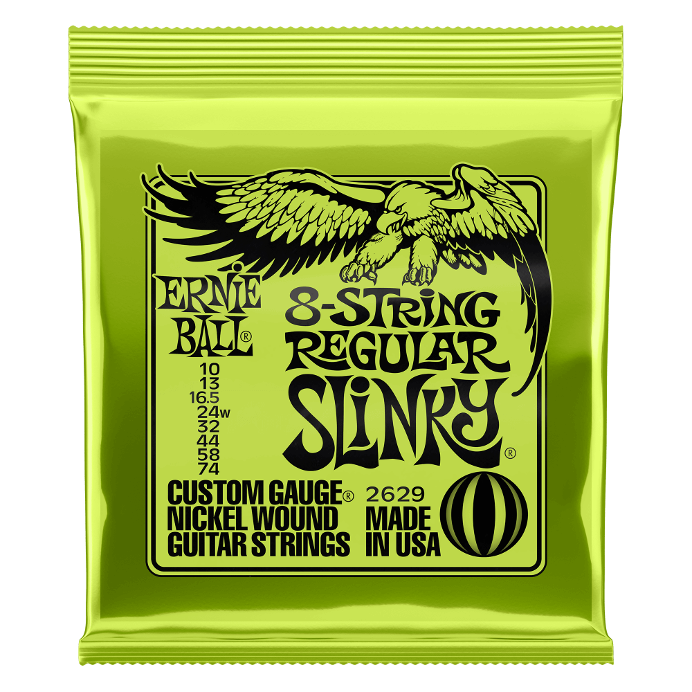 Ernie Ball REGULAR SLINKY NICKEL WOUND 8-STRING ELECTRIC GUITAR STRINGS - (2629) 10-74