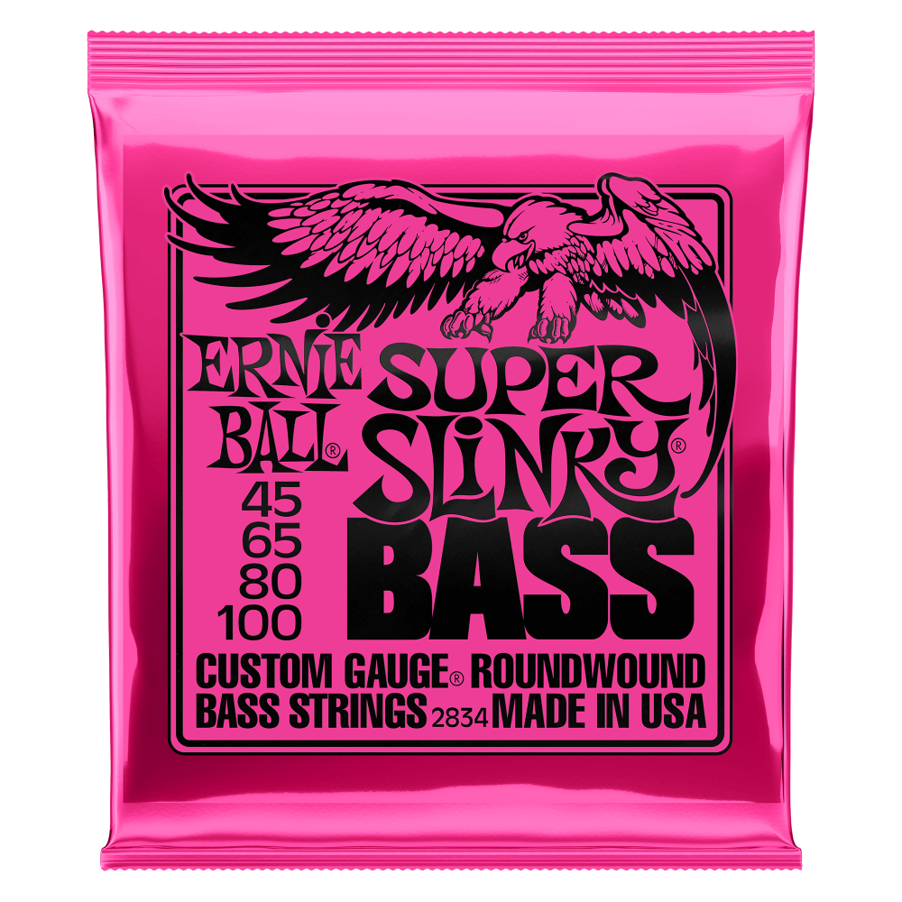 Ernie Ball SUPER SLINKY NICKEL WOUND ELECTRIC BASS STRINGS - (2834) 45-100