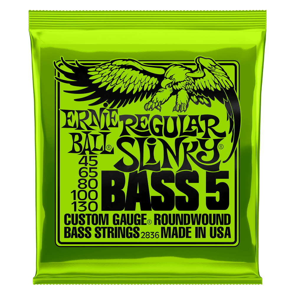 Ernie Ball REGULAR SLINKY NICKEL WOUND 5-STRING ELECTRIC BASS STRINGS - (2836) 45-130