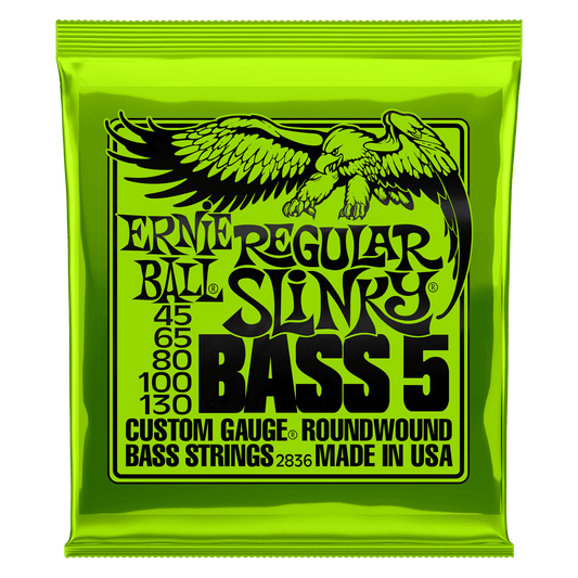Ernie Ball REGULAR SLINKY NICKEL WOUND 5-STRING ELECTRIC BASS STRINGS - (2836) 45-130