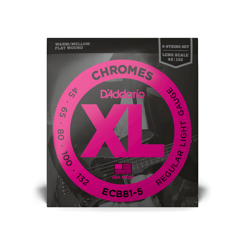 D'Addario ECB81-5 XL Chromes Long Scale 5-String Bass Strings - 45-132
