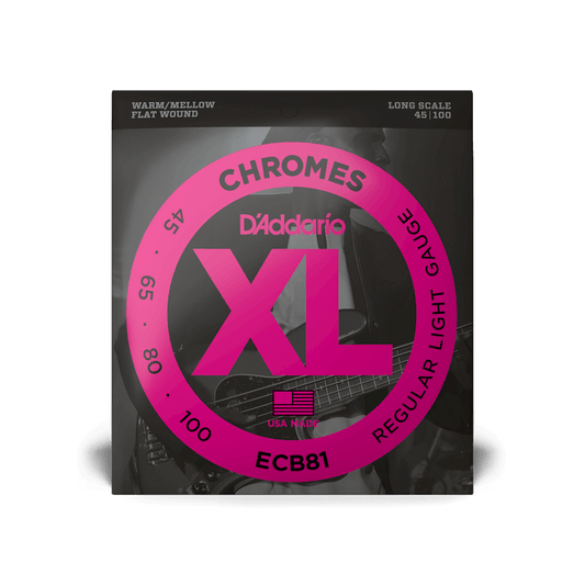 D'Addario ECB81 Chromes Long Scale Bass Guitar Strings– Light 45-100