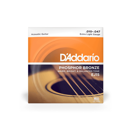 D'Addario EJ15 Phosphor Bronze Acoustic Guitar Strings - Extra Light 10-47