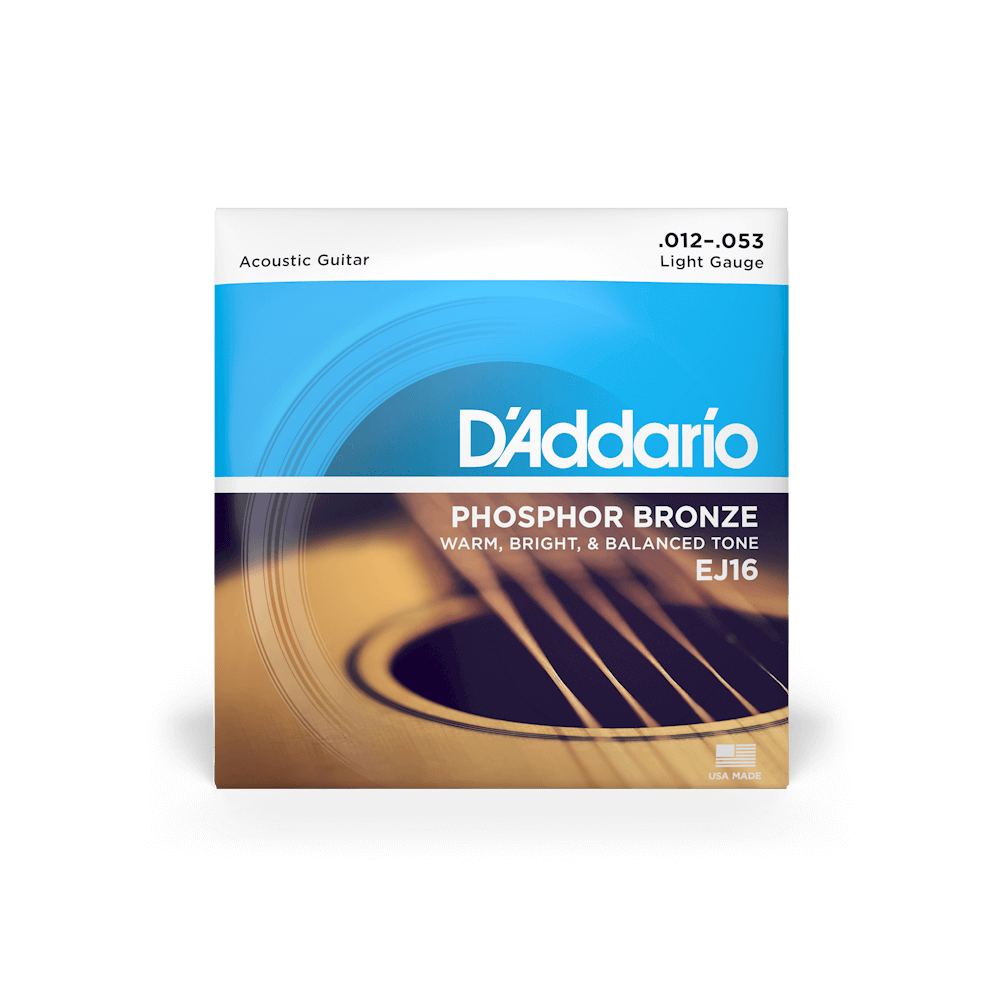 D'Addario EJ16 Phosphor Bronze Acoustic Guitar Strings - Light 12-53