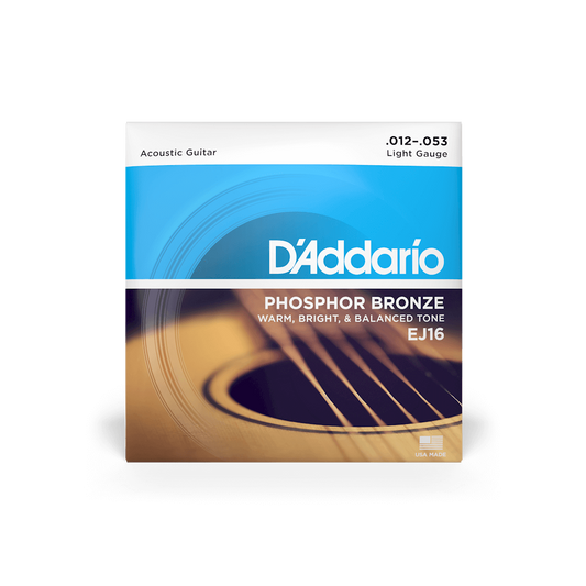 D'Addario EJ16 Phosphor Bronze Acoustic Guitar Strings - Light 12-53