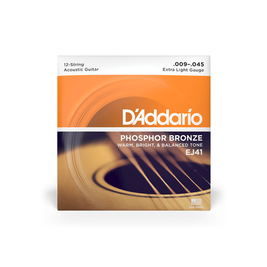 D'Addario EJ41 Phosphor Bronze 12-String Acoustic Guitar Strings - Extra Light