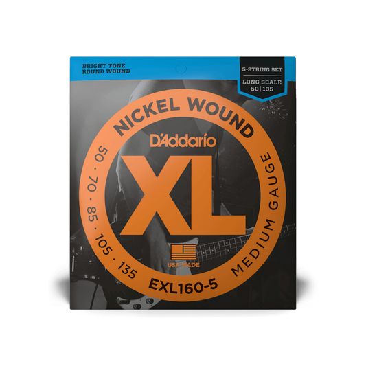 D'Addario EXL160-5 Nickel Wound Medium Long Scale 5-String Bass Strings - 50-135
